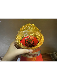 Bát Tụ Bảo vàng lá Thần Tài đế thủy tinh 12cm phong thủy - sung túc chiêu Tài đón Lộc