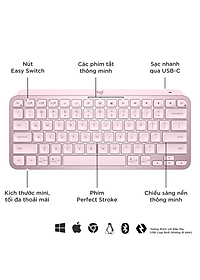 Bàn phím không dây Bluetooth Logitech MX Keys Mini - Hàng Chính Hãng