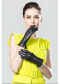 Găng tay nữ BHY8792 Bao tay nữ, da cừu thật, đơn giản, lót lông, tích hợp cảm ứng, ấm áp.