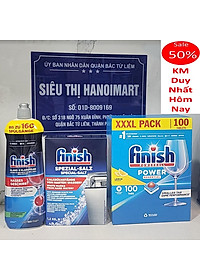 Combo Viên rửa bát Finish Classic 100 viên + Muối Finish 1.2kg + Nước làm bóng Finish 400ml