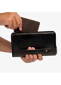 Ví dài cầm tay da bò Mill cao cấp Bụi Leather C104 - Bảo hành 12 tháng