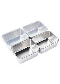 Hộp đựng thực phẩm tủ lạnh size 13.5x11x5cm kèm nắp nhựa chất liệu inox 304 dùng được cho lò vi sóng, chính hãng D Danido