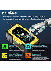 ạc bình ắc quy Foxsur 7A 12V(4Ah - 140Ah)sạc cho cả pin LiFePO4 tự ngắt khử sunfat chống ngược cực chống chập
