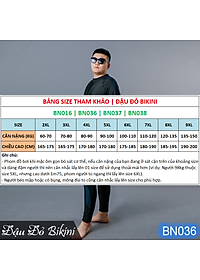 Đồ bơi nam cỡ đại đến 130kg, quần áo tắm big size cho người béo mập, áo dài tay khoá kéo & quần dài chống nắng, chất thun bơi lạnh Hàn co giãn đa chiều | BN036