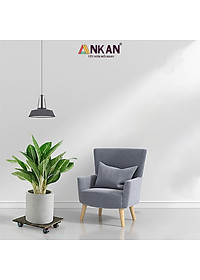 Đế Lót Chậu Cây Có Bánh Xe Thương Hiệu ANKAN, Đế Để Chậu Cây, Mặt Vuông Bằng Gỗ Tràm, Màu Đen Đường Kính 30 Cm, Tải Trọng 80kg - Hàng Xuất Khẩu