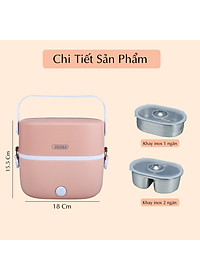 Hộp cơm cắm điện văn phòng JIDOSA JD3860 2 khay inox dung tích 1L giữ nhiệt, hâm nóng và tự nấu chín đa năng nhiều màu