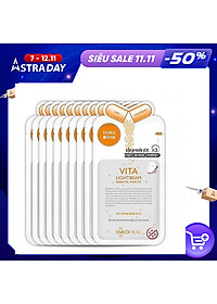 Hộp 10 Mặt nạ dưỡng trắng sáng da Mediheal Vita Lightbeam Essential Mask Ex