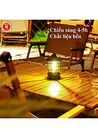 Đèn Cắm Trại, Đèn Camping Phong Cách Cổ Điển, Đèn Pin Sạc Tích Điện USB, Đèn Măng Xông - Hàng Nhập Khẩu