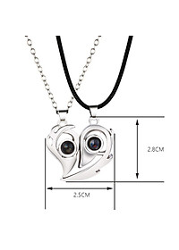 CẶP DÂY CHUYỀN ĐÔI TÌNH NHÂN TRÁI TIM NAM CHÂM 100 NGÔN NGỮ I LOVE YOU