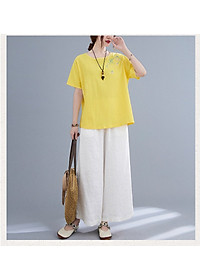 Aó đũi nữ tay lỡ kín đáo 3 màu thanh lịch full size 40-65kg Thời trang trung niên nữ Haint Boutique ALE19
