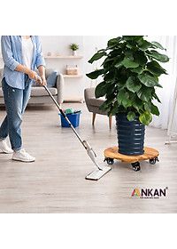Đế Kê Chậu Cây Có Bánh Xe ANKAN, R30cm Làm Giá Đỡ Kệ Hoa Cây Cảnh, Màu Vàng Nắng, Chịu Tải 120Kg