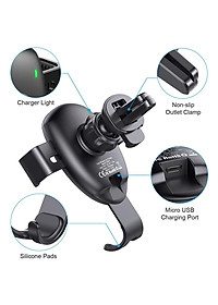 Giá đỡ kiêm Sạc không dây 10W hiệu CHOETECH H-T536S trên xe hơi / ô tô hiệu  (sạc nhanh chuẩn MFI Apple, Công suất 10W, công nghệ Gravity) - Hàng chính hãng