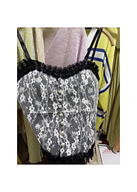 Áo 2s hai dây khuy ngọc phối ren có đệm ngực