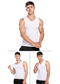 Áo lót nam áo ba lỗ body sát nách cổ chữ V vải lụa lạnh mát không đường may cao cấp