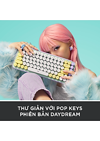 Bàn phím cơ không dây bluetooth | USB Logitech POP KEYS - với 8 phím emoji có thể điều chỉnh, switch tactile, kết nối 3 thiết bị - Hàng chính hãng