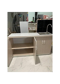 Tủ bếp nhựa đài loan có bồn và dán gạch 145x80(TPHCM)