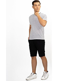 Áo Polo Nam Dệt Sọc Novelty NATMSNMCSR191043N - Trắng Sọc Đen