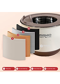 Nồi Lẩu Điện Mini 1.5L Mishio MK392 600W lòng nồi inox 304 không gỉ sét - hàng chính hãng