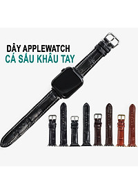 Dây đồng hồ dành cho AW da cá sấu đốt tre D108 - Da thật khâu tay thủ công cao cấp