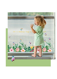 Decal dán chân tường hoa cỏ đủ màu - 2 bộ ( 50 x 260 cm )