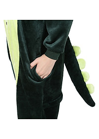 Bộ đồ thú Khủng Long xanh liền thân lông mịn Pijama dành Cho Người Lớn và Trẻ Em Đầy Đủ Các Kích Cỡ kiểu dáng Động Vật Hoạt Hình Cosplay