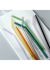 Ống Hút Thủy Tinh Lẻ Thẳng/Cong - Nhiều Màu - 20cm x 0.8cm