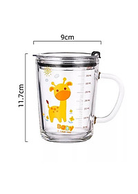 Cốc Pha Sữa Uống Nước Cốc Thuỷ Tinh Chịu Nhiệt Có Vạch Chia Dung Tích 400ML- Có Nắp Đậy Kín Chặt Kèm Ống hút Hút - Hàng Chính Hãng MINIIN