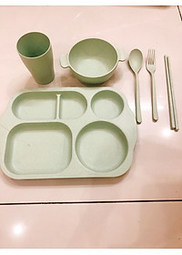 Bộ Khay đựng đồ ăn kèm phụ kiện bằng Lúa Mạch - Hàng Chính Hãng 