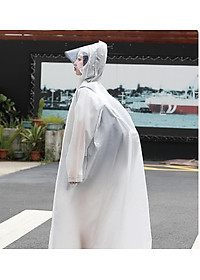 Áo Mưa Trong Suốt Dáng Dài Vành Rộng Có Khóa Kéo