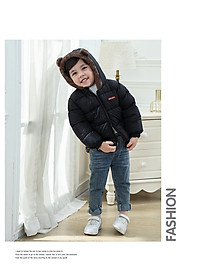 Áo khoác trẻ em, áo phao cho bé cao cấp (LOẠI 1) lót lông cừu toàn bộ bên trong cực ấm mũ tai gấu dễ thương size từ 9-27kg AK4