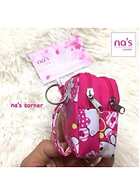 Móc khóa balo 3 ngăn mèo Kitty móc khoá ví da mini