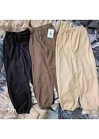 Quần Jogger Bo Gấu Trơn Nỉ Nhung Tăm Nữ Unisex