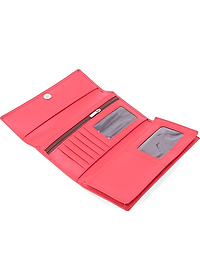 Ví nữ da bò cao cấp Huy Hoàng 3 gấp màu đỏ tươi HT3164