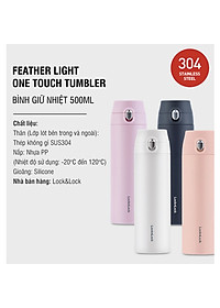 Bình Giữ Nhiệt Lock&Lock Featherlight One Touch Tumbler LHC3257 (500ml) - Hàng Chính Hãng, Mở Nắp Bằng 1 Tay, Thân Bình Nhỏ Gọn, Trọng Lượng Nhẹ Hoàn Hảo, Tặng Kèm Ống Hút Inox