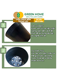 Chậu Trồng Cây Greenhome, nhiều kích thước, Nhựa Mềm, Dẻo, Nhẹ, Trồng Cây, Bầu Ươm Cây Giống, Độ Bền Đến 2 Năm