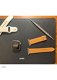 Dây Đồng Hồ Apple Watch 49mm 46mm 45mm 44mm 42mm, Chất Liệu Da Bê EPSOM Thảo Mộc Cao Cấp, Nhập Khẩu Từ Châu Âu, Dây Đeo Phong Cách Hiện Đại và Sang Trọng, Tương Thích Các Phiên Bản Series Ultra2/Ultra/SE2/SE/10/9/8/7/6/5/4/3/2/1