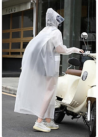 Áo Mưa Trong Suốt Dáng Dài Vành Rộng Có Khóa Kéo