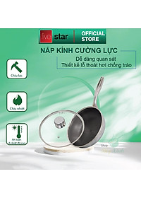 Chảo sâu lòng tổ ong 3 lớp đáy liền inox 304 Blackcube FiveStar Plus nắp kính ( 24cm / 26cm / 28cm ), dùng được bếp từ
