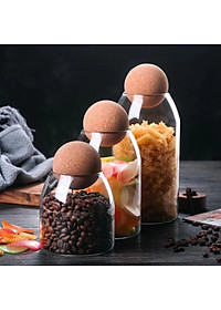 Bình Bảo Quản Thực Phẩm Bằng Thủy Tinh Có Nút Gỗ Kín