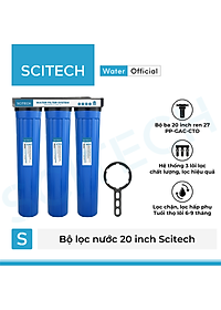 Bộ lọc nước sinh hoạt, bộ ba lọc thô 20 inch by Scitech (3 cấp lọc) - Hàng chính hãng