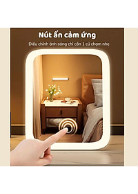 Gương Soi Trang Điểm Để Bàn Có 3 Chế Độ Đèn Led Thông Minh Tích Điện Siêu Hot - Thiết Kế Hiện Đại - Hàng Chính Hãng