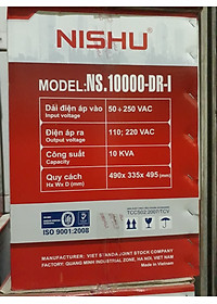 ỔN ÁP NISHU 10KW GIẢI 50-250V THM CÓ 3 ĐỒNG HỒ