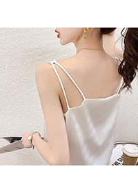 Áo Hai Dây Cổ Tim Mặc Trong Vest blazer kiểu nữ freesize (40-65kg) Vải Lụa Satin Mịn ,Thoáng Mát New  Design AO0003