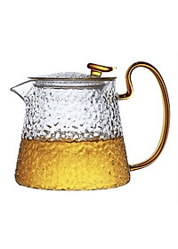 Ấm Pha Trà Thủy Tinh Có Lõi Lọc Quai Vàng Cao Cấp 500ml