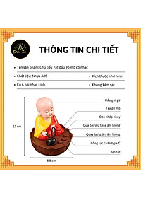 Tượng chú tiểu tụng kinh gõ mõ sạc pin type C có nhạc có đèn trang trí xe hơi, phong thủy, bàn làm việc đồ thờ cúng shop Diệu Tâm -chú tiểu có nhạc