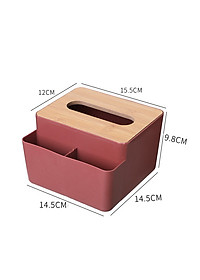 Hộp, Kệ Đựng Khăn Giấy Ăn Nắp Gỗ KUNBE Kèm 2 Ngăn Chứa Đồ Đa Năng Tiện Lợi