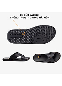 Dép nam quai ngang da bò Nappa cao cấp Bụi Leather E103, đế đúc nguyên khối khâu viền thủ công đi êm chân, Bảo hành 12 Tháng