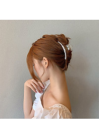 Kẹp Tóc Càng Cua Đính Ngọc Trai Nhân Tạo Phong Cách Hồng Kông Thâp Niên 90s