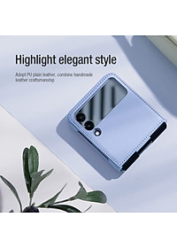 Case bao da chống sốc cho Samsung Galaxy Z Flip 3 trang bị chân chống giá đỡ điện thoại hiệu Nillkin Qin Vegan (bảo vệ máy cực tốt, chất liệu da thật cao cấp, thiết kế thời trang cá tính) - hàng nhập khẩu