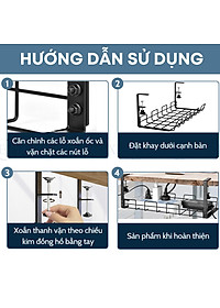 Khay đỡ ổ điện dây điện gắn dưới bàn kệ bằng kim loại thép không cần đục lỗ 40x16x15cm Legaxi